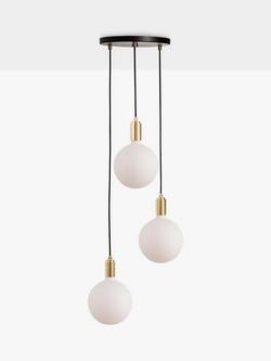 Tala Brass Triple Pendant Ceiling Light with Sphere IV ES LED Dim to Warm Globe Bulbs - view 2, Black