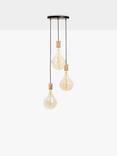 Tala Oak Triple Pendant Cluster Ceiling Light with Voronoi II 3W ES LED Dimmable Tinted Bulbs