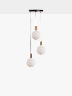 Tala Walnut Triple Pendant Cluster Ceiling Light with Sphere IV ES LED Dim to Warm Globe Bulbs - view 2, Black