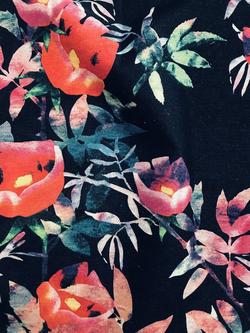 Viscount Textiles Leaf Print Fabric, Navy/Blue, Navy/Blue