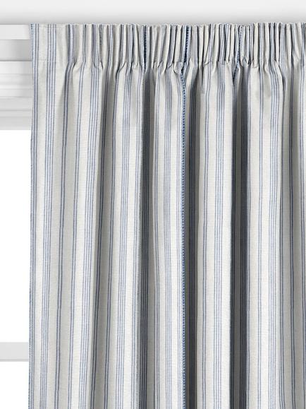 John Lewis Diderot Stripe Made to Measure Curtains or Roman Blind, French Blue - view 2, French Blue