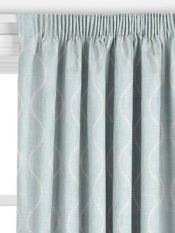 John Lewis Chattis Embroidered Made to Measure Curtains or Roman Blind, Powder Blue - view 2, Powder Blue