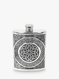 English Pewter Company Celtic Hip Flask, Silver