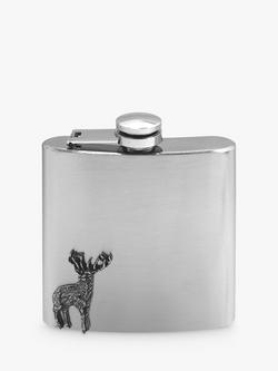 English Pewter Company Stag Hip Flask, Silver