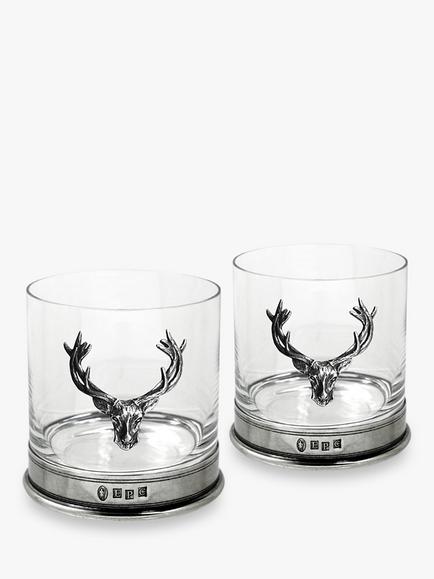English Pewter Company Stag Tumber, Set of 2, Clear