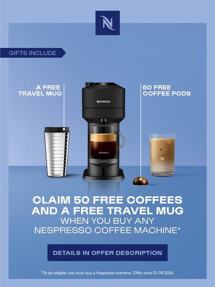 Nespresso Vertuo Next Coffee Machine by KRUPS - view 2, Matte Black