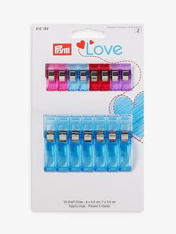 Prym Love Fabric Clips, 5cm, Pack of 15, Multi