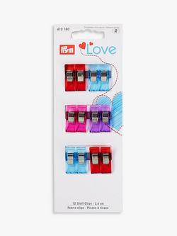 Prym Love Fabric Clips, 6cm, Pack of 12, Multi