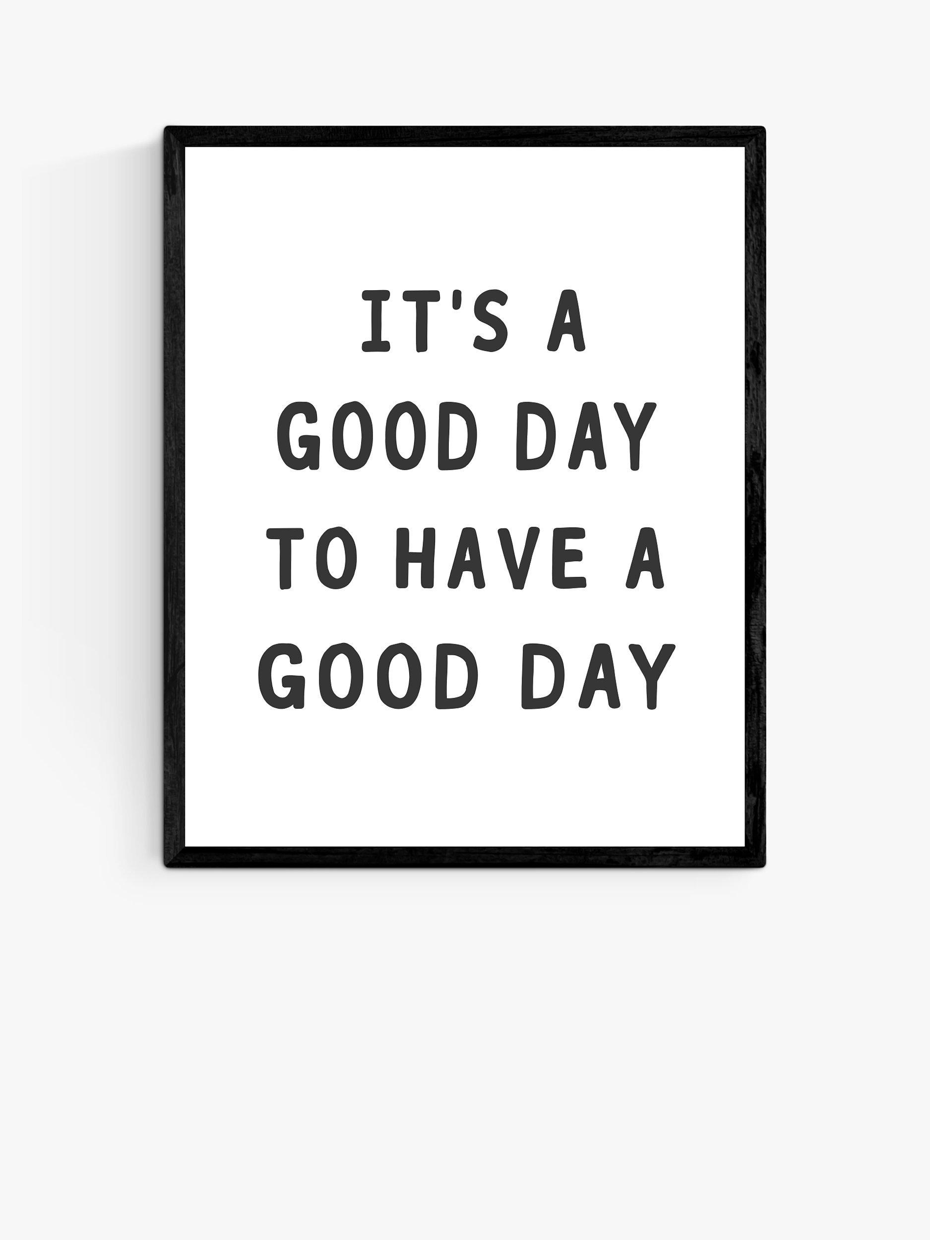 EAST END PRINTS Sisi and Seb 'Good Day' Wood Framed Print, 52 x 42cm, Black/White