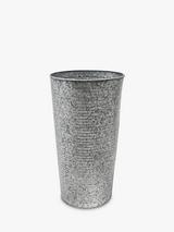 Ivyline Ribbed Galvanised Steel Vase Outdoor Planter, Silver