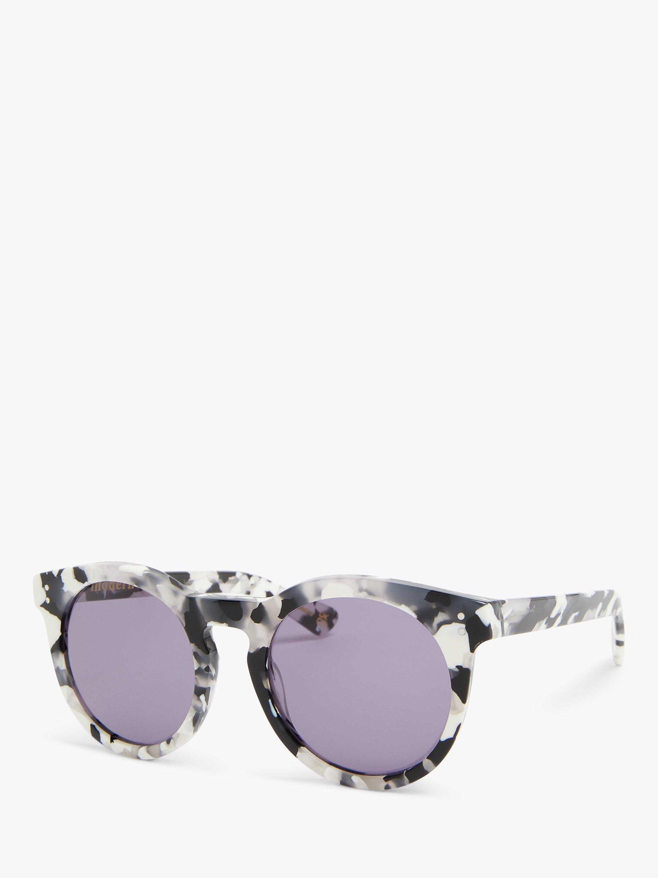 John Lewis Women's Preppy Round Sunglasses, Monochrome Confetti