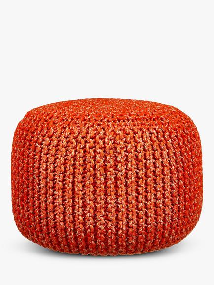 John Lewis Chunky Knitted Pouffe, Chilli