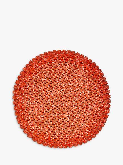 John Lewis Chunky Knitted Pouffe - view 2, Chilli