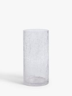 John Lewis ANYDAY Crackle Cylinder Vase, H25cm, Clear, Clear
