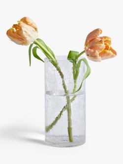 John Lewis ANYDAY Crackle Cylinder Vase, H25cm, Clear - view 2, Clear
