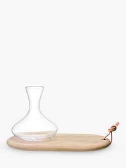 LSA International Wine 1.4L Glass Carafe & Oak Wood Cheese Board Set, Clear/Natural