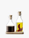 LSA International Serve Oil & Vinegar Glass Bottle Pourers with Oak Wood Base, 300ml, Clear/Natural