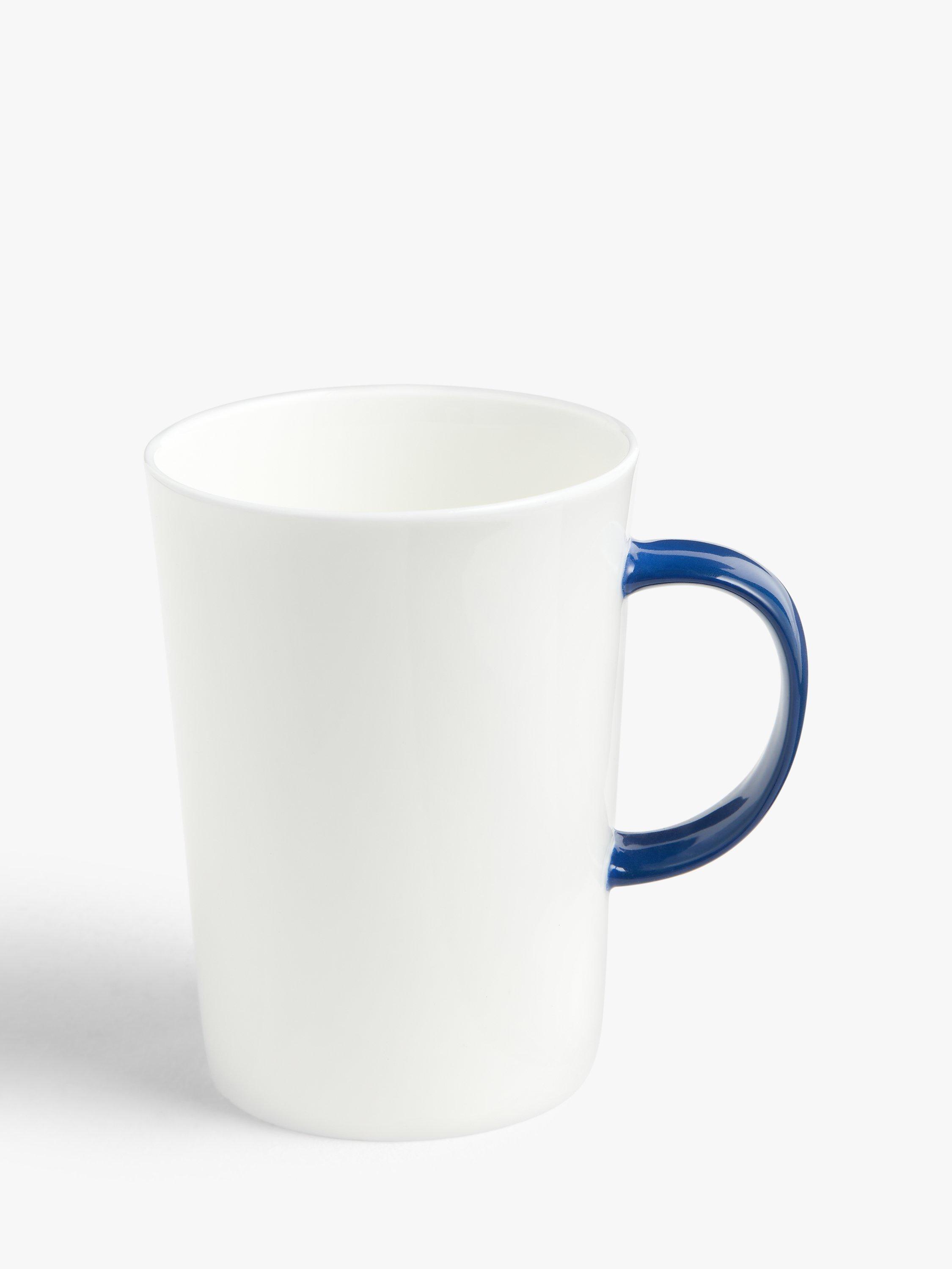 John Lewis Colour Handle Tall Bone China Mug, 450ml, Navy/White