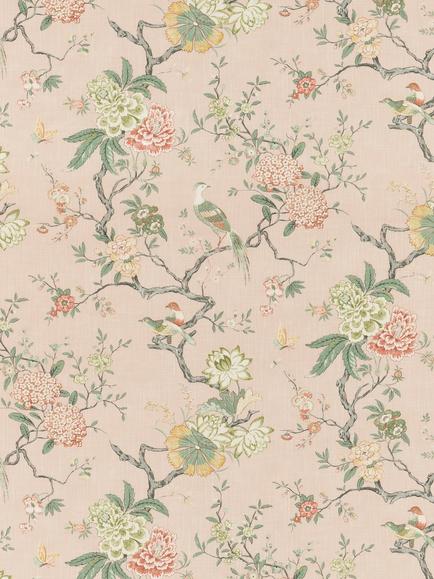 GP & J Baker Oriental Bird Furnishing Fabric, Blush
