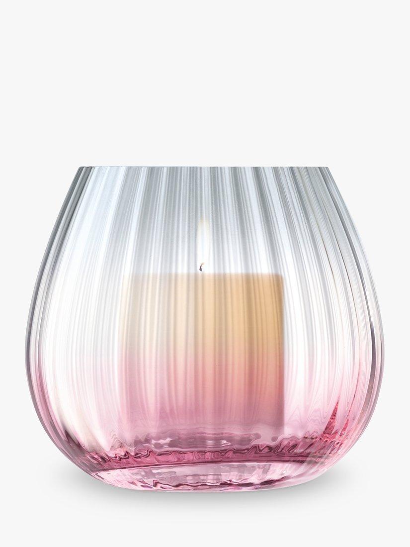 LSA International Dusk Lantern Candle Holder, Pink/Grey
