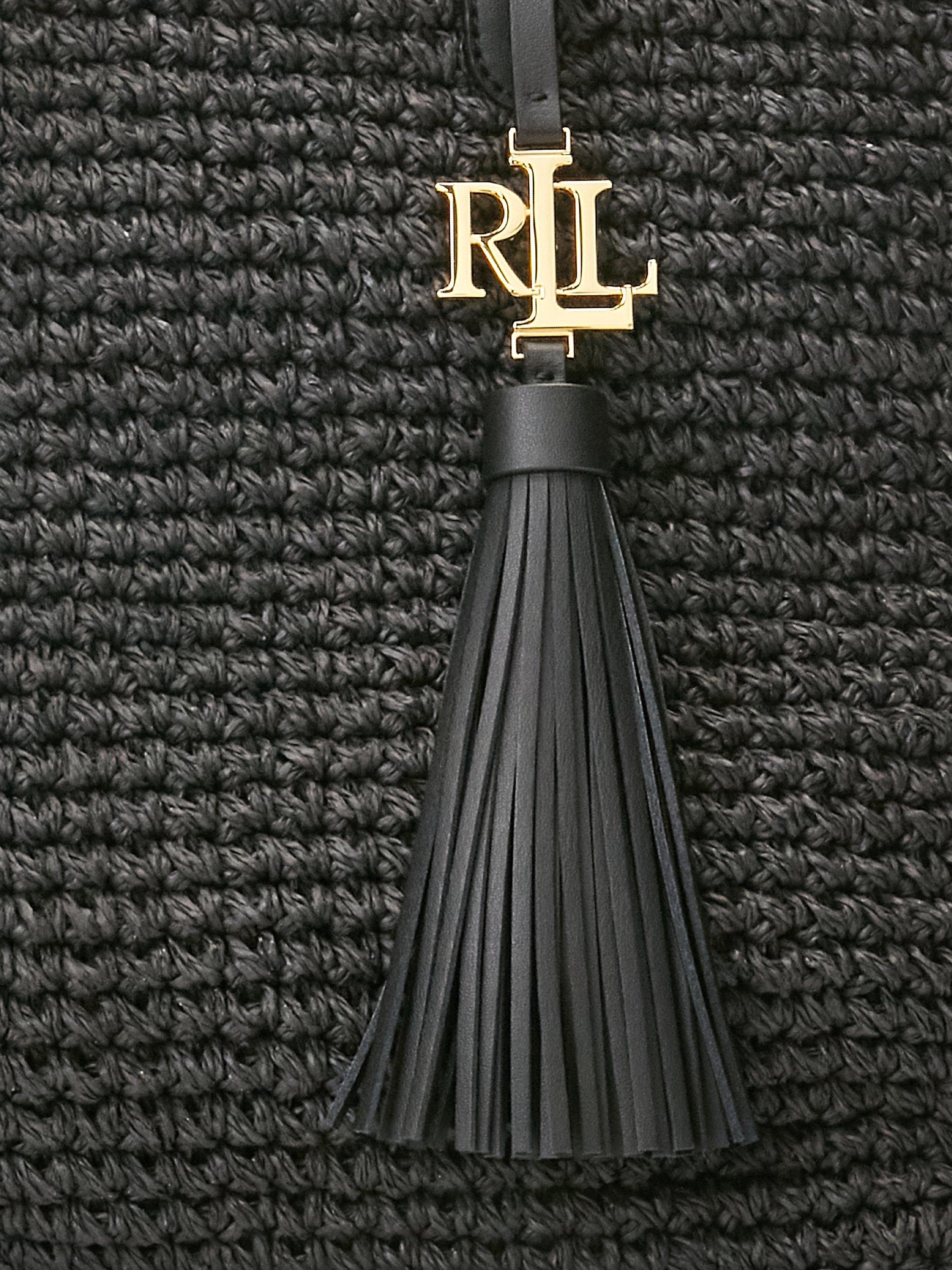 Product image 4 of 5, which shows Lauren Ralph Lauren Straw Tote Bag, Black
