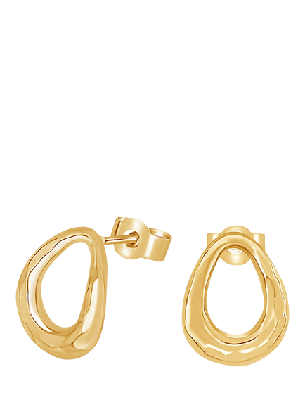 Dower & Hall Yellow Gold Vermeil Large Entwined Oval Stud Earrings, Gold, Gold