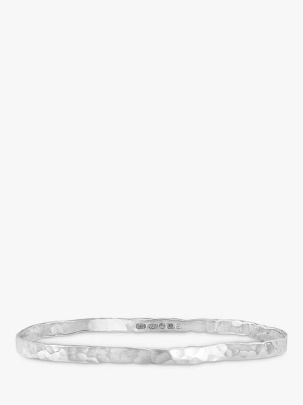 Dower & Hall Hammered Nomad Bangle, Silver, Medium, Silver