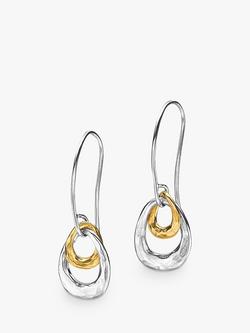 Dower & Hall Sterling Silver Gold Vermeil Entwined Open Double Oval Drop Earrings, Silver/Gold, Silver/Gold