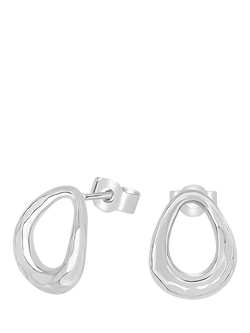 Dower & Hall Sterling Silver Large Entwined Oval Stud Earrings, Silver, Silver