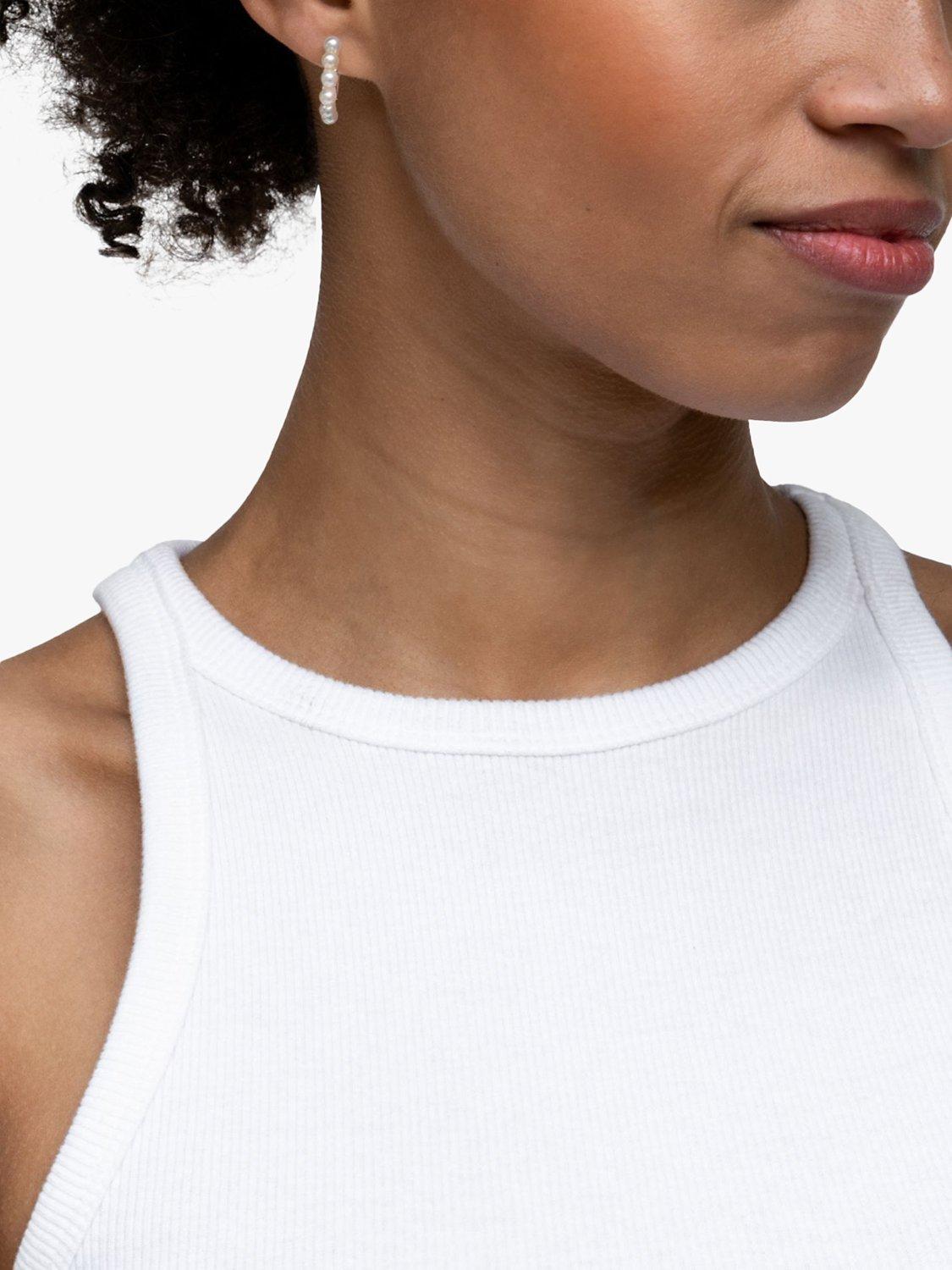 Product image 3 of 4, which shows Dower & Hall Sterling Silver Medium Pearl Story Hoop Earrings, Silver