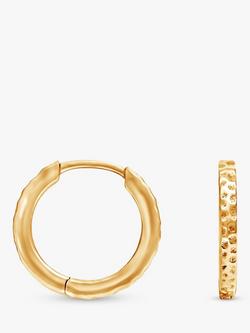 Dower & Hall Large Hammered Story Hoop Earrings, Gold Gold