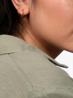 Dower & Hall Large Hammered Story Hoop Earrings - view 2, Gold Gold