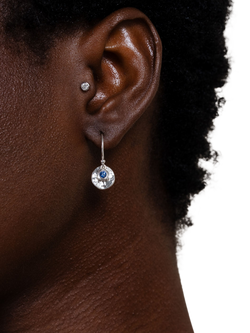Dower & Hall Textured Round Charm and Sapphire Twinkle Drop Earrings - view 2, Silver Silver