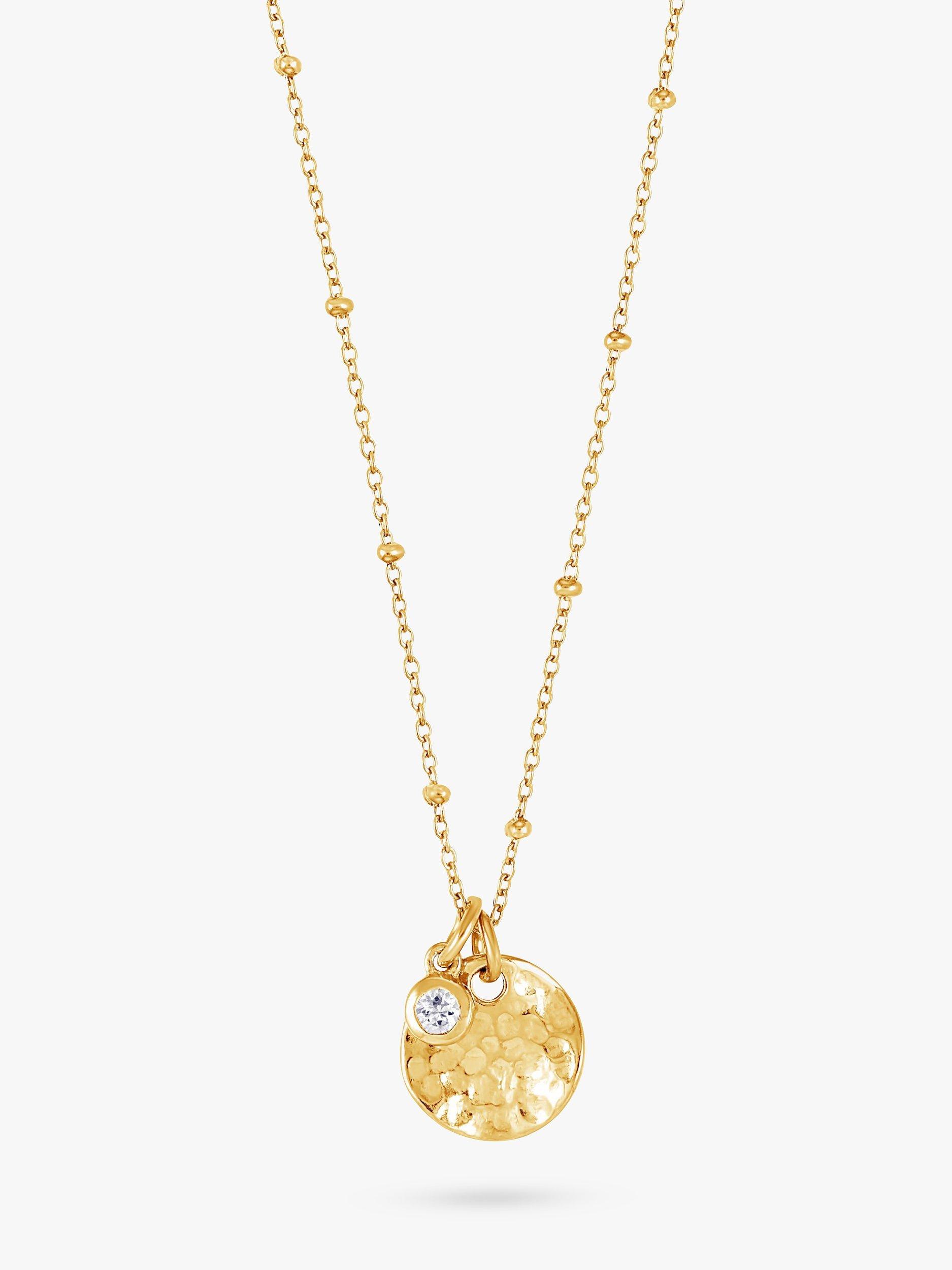 Product image 1 of 6, which shows Dower & Hall Textured Round Charm and Sapphire Twinkle Pendant Necklace, Gold