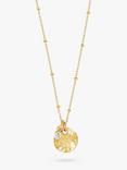 Dower & Hall Textured Round Charm and Sapphire Twinkle Pendant Necklace