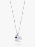 Dower & Hall Textured Round Charm and Sapphire Twinkle Pendant Necklace, Silver Silver