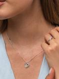 Dower & Hall Textured Round Charm and Sapphire Twinkle Pendant Necklace, Silver Silver