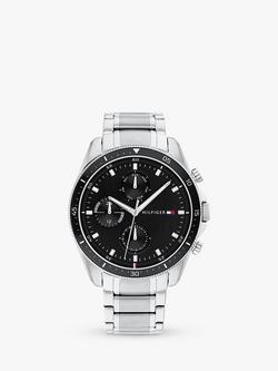 Tommy Hilfiger Men's Chronograph Bracelet Strap Watch, Silver/Black 1791835
