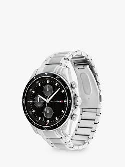Tommy Hilfiger Men's Chronograph Bracelet Strap Watch - view 2, Silver/Black 1791835