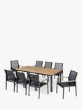 Barlow Tyrie Aura 8-Seater Teak Wood Garden Dining Table & Chairs Set, Charcoal/Natural