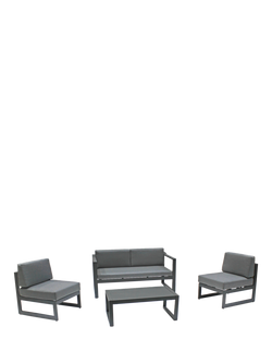 Menos by KETTLER Versa 4-Seat Garden Lounging Table & Chairs Set, Grey, Grey