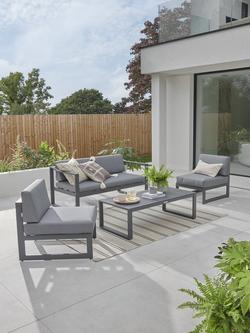 Menos by KETTLER Versa 4-Seat Garden Lounging Table & Chairs Set, Grey - view 2, Grey