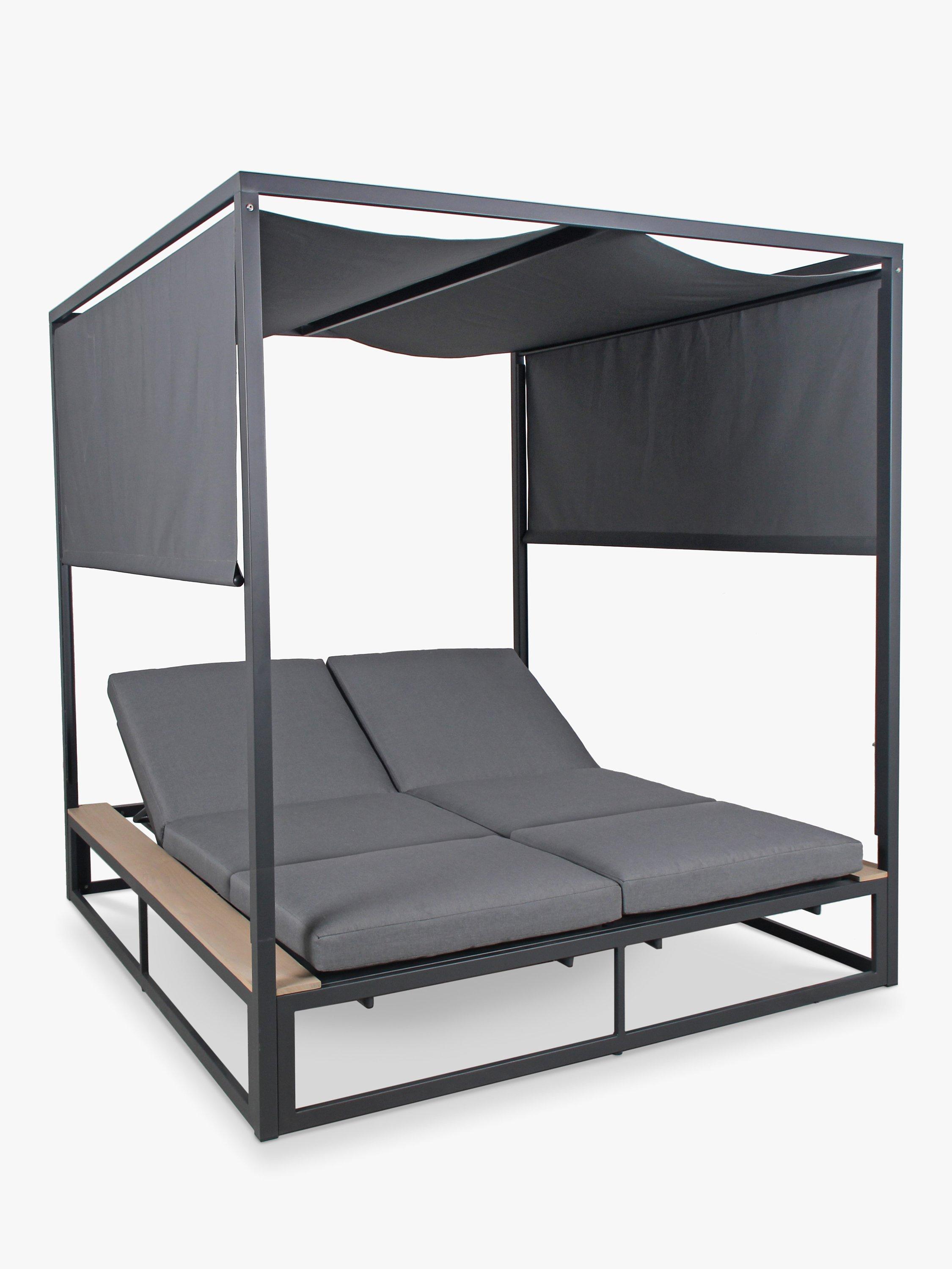 KETTLER Elba 2-Seater Reclining Garden Day Bed, FSC-Certified (Teak Wood), Charcoal/Natural
