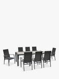 KETTLER Surf Active 8-Seater Garden Dining Table & Reclining Chairs Set, Grey