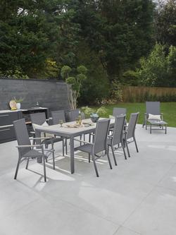 KETTLER Surf Active 8-Seater Garden Dining Table & Reclining Chairs Set, Grey - view 2, Grey