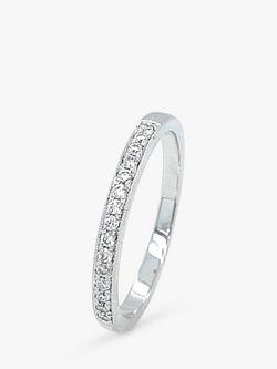 E.W Adams 18ct White Gold Half Eternity Diamond Ring, N, Silver