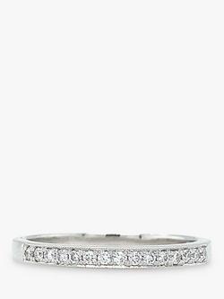E.W Adams 18ct White Gold Half Eternity Diamond Ring, N - view 2, Silver