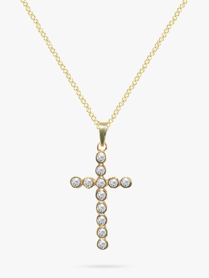 Product image 1 of 4, which shows E.W Adams 9ct Gold Diamond Cross Pendant Necklace