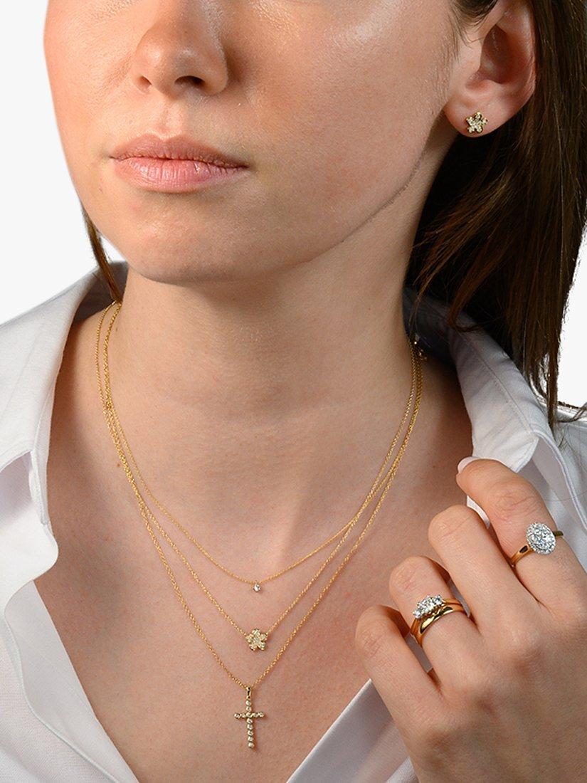 Product image 2 of 4, which shows E.W Adams 9ct Gold Diamond Cross Pendant Necklace