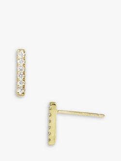 London Road 9ct Gold Diamond Bar Stud Earrings - view 2, Gold